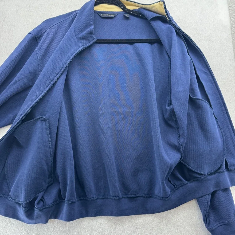 Scott Barber Men's M Blue Full‎ Zip Pima Cotton Sweater Jacket Casual Classic